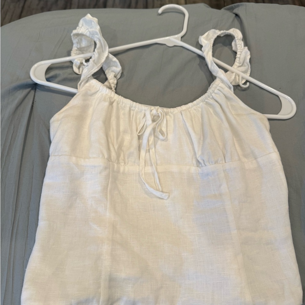 Wilfred White Tie-Front Linen-Blend Camisole